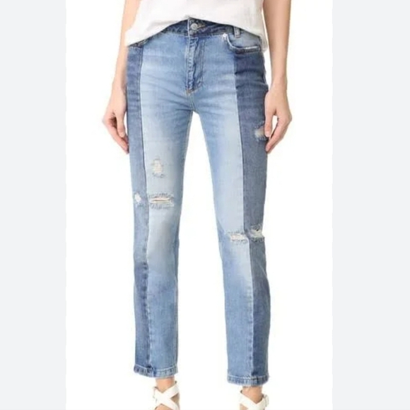 Free People Distressed Patchwork Jeans Size‎ 24 - Picture 1 of 10
